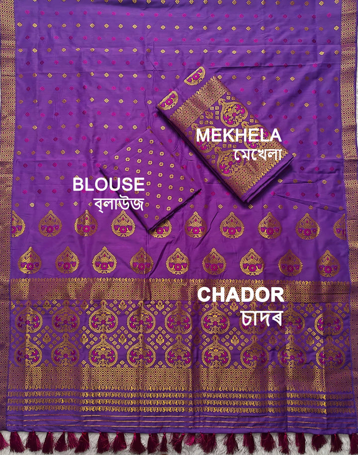 Ready-To-Wear Gold Jari Super Cotton* Mekhela Sador