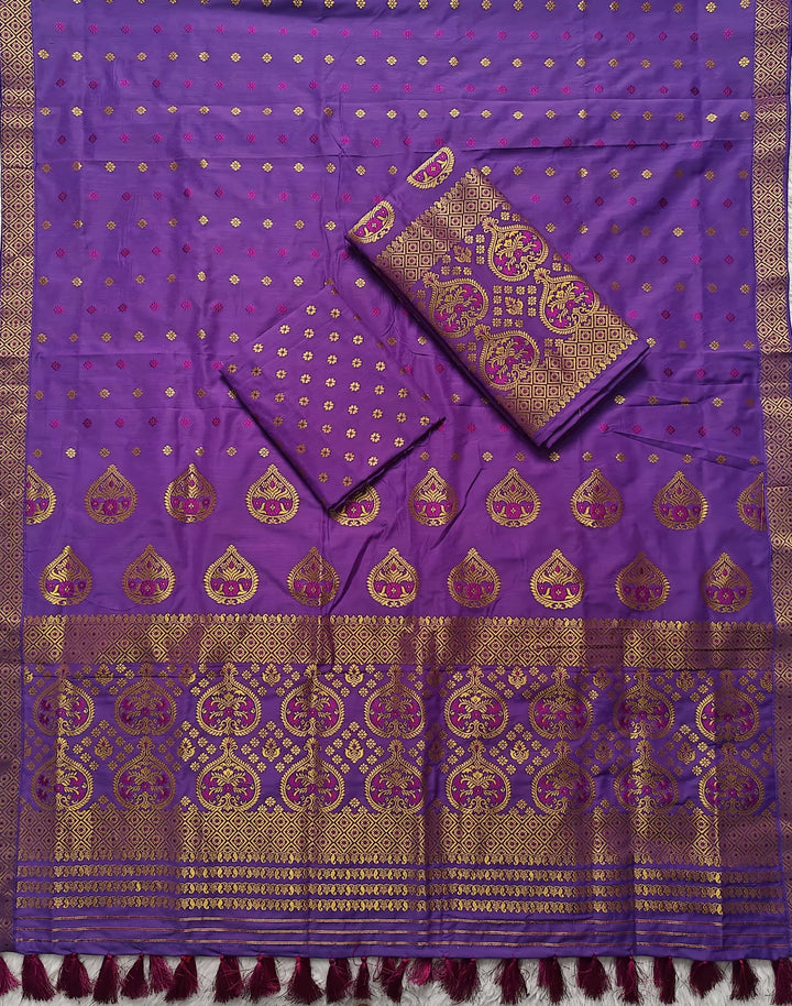 Ready-To-Wear Gold Jari Super Cotton* Mekhela Sador