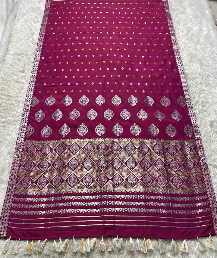 Ready-To-Wear Silver-Gold Guna Super Cotton* Mekhela Sador