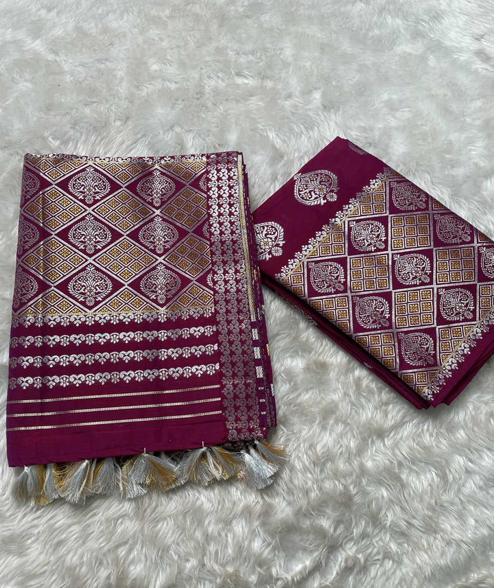 Ready-To-Wear Silver-Gold Guna Super Cotton* Mekhela Sador