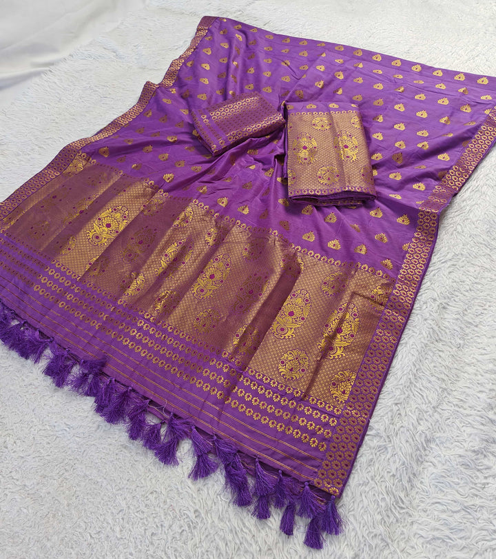 Ready-To-Wear Silver Gold Super Cotton* Mekhela Sador