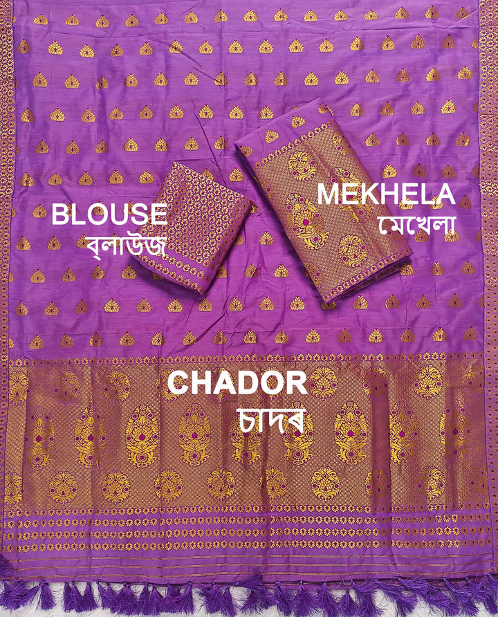 Ready-To-Wear Silver Gold Super Cotton* Mekhela Sador