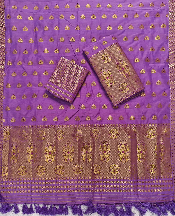 Ready-To-Wear Silver Gold Super Cotton* Mekhela Sador