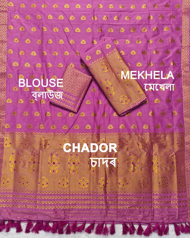 Ready-To-Wear Silver Gold Super Cotton* Mekhela Sador