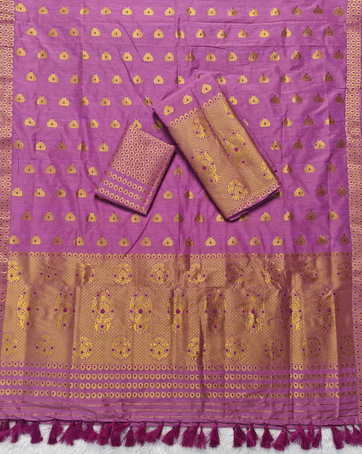 Ready-To-Wear Silver Gold Super Cotton* Mekhela Sador
