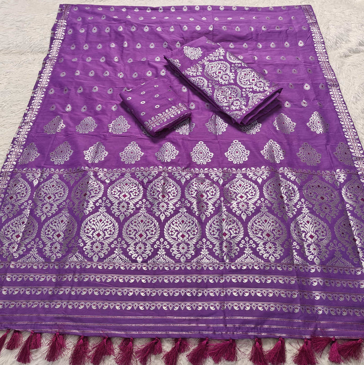 Ready-To-Wear Silver Jari Super Cotton* Mekhela Sador