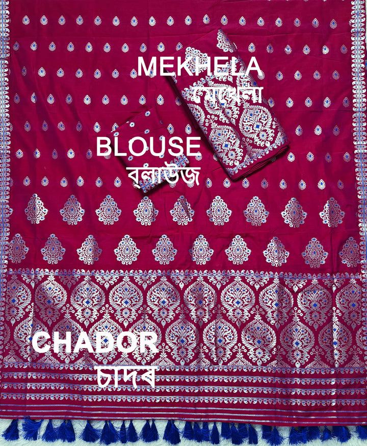 Ready-To-Wear Silver Jari Super Cotton* Mekhela Sador