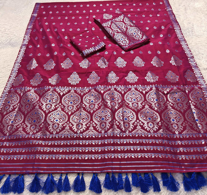 Ready-To-Wear Silver Jari Super Cotton* Mekhela Sador