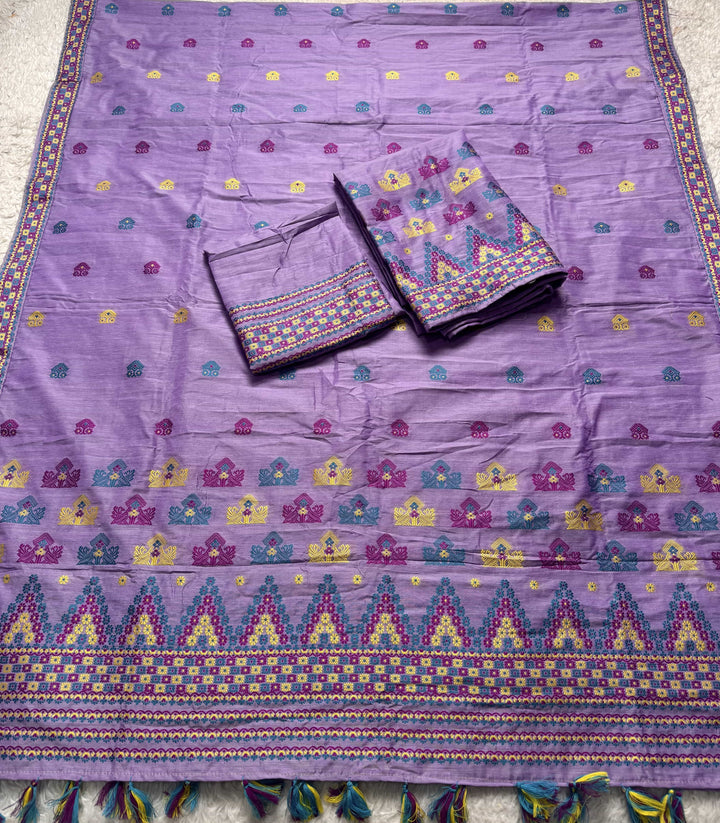 Ready-To-Wear Multi-Dhaga Work Super Cotton* Mekhela Sador