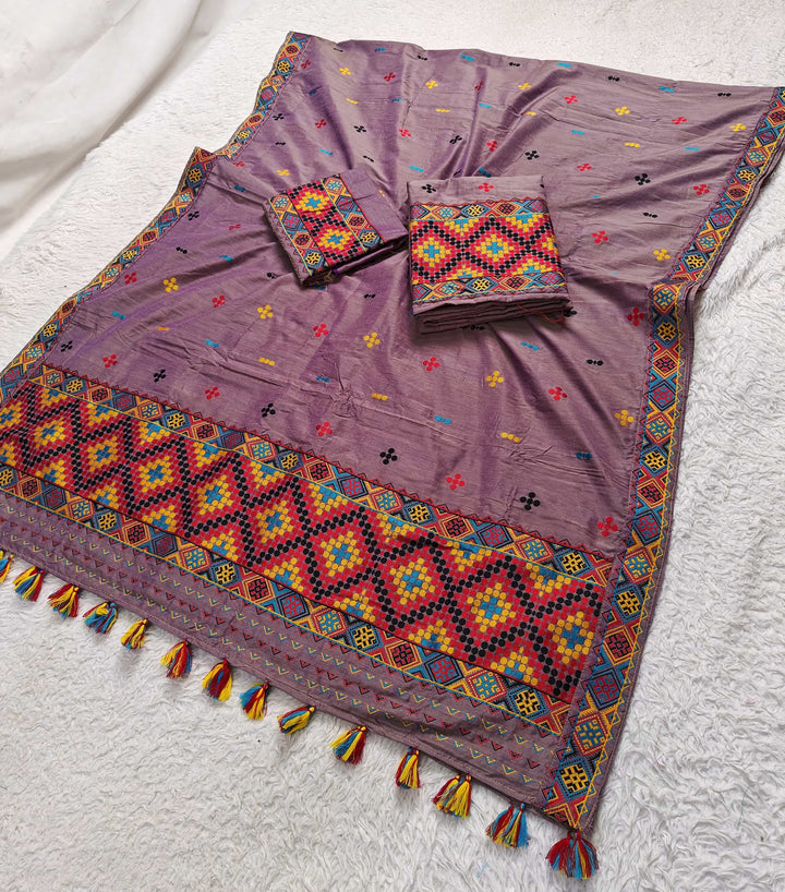 Ready-To-Wear Multi-Dhaga Work Super Cotton* Mekhela Sador