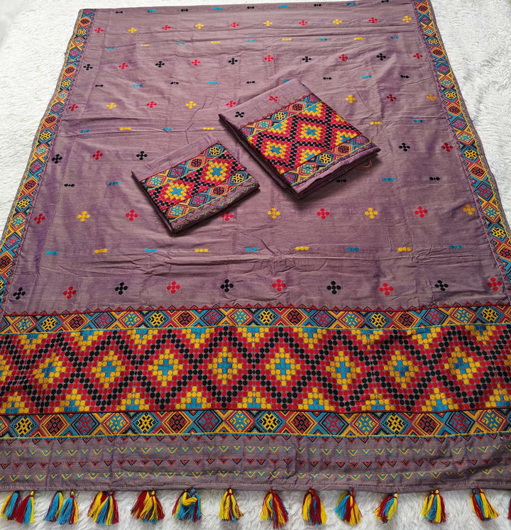 Ready-To-Wear Multi-Dhaga Work Super Cotton* Mekhela Sador