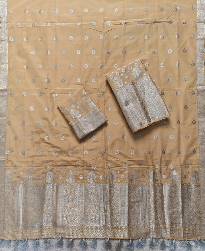 Ready-To-Wear Silver Silver Super Cotton* Mekhela Sador