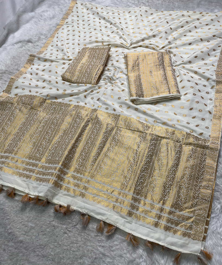 Ready-To-Wear Gold Guna Super Cotton* Mekhela Sador