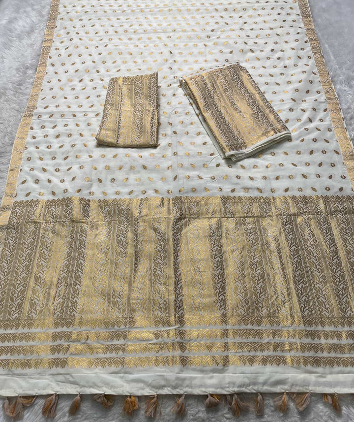 Ready-To-Wear Gold Guna Super Cotton* Mekhela Sador