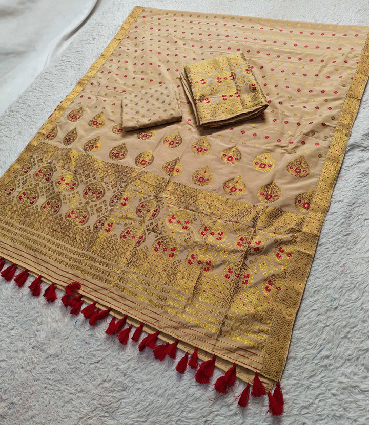 Ready-To-Wear Gold Jari Super Cotton* Mekhela Sador