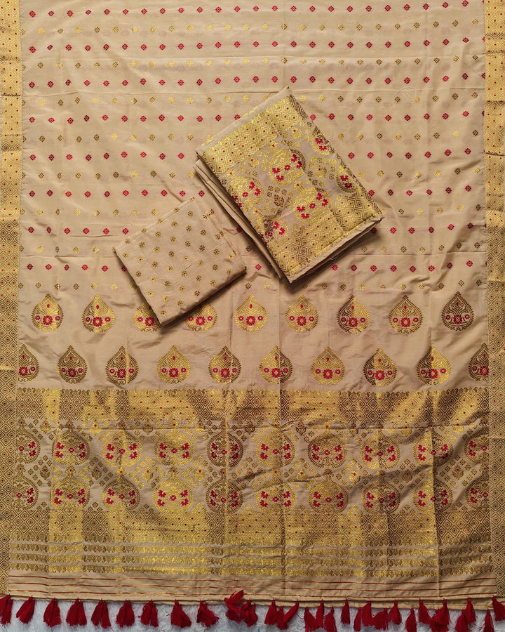 Ready-To-Wear Gold Jari Super Cotton* Mekhela Sador