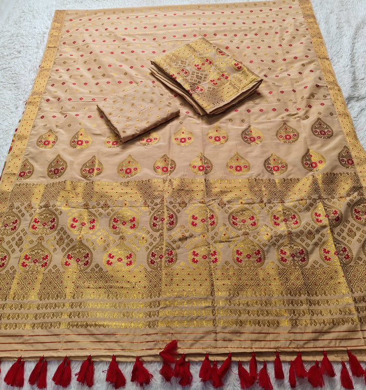 Ready-To-Wear Gold Jari Super Cotton* Mekhela Sador
