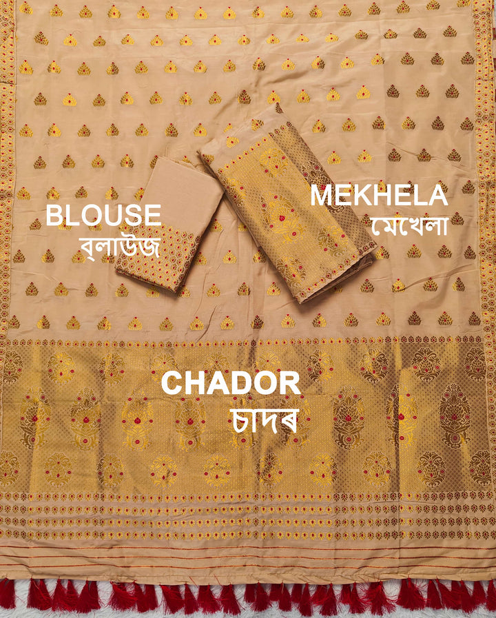 Ready-To-Wear Silver Gold Super Cotton* Mekhela Sador