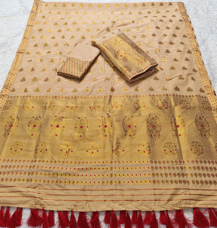 Ready-To-Wear Silver Gold Super Cotton* Mekhela Sador