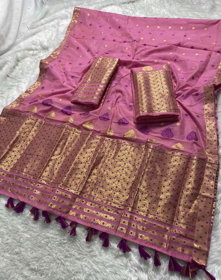 Ready-To-Wear Gold Jari & Dhaga AC Cotton* Mekhela Sador