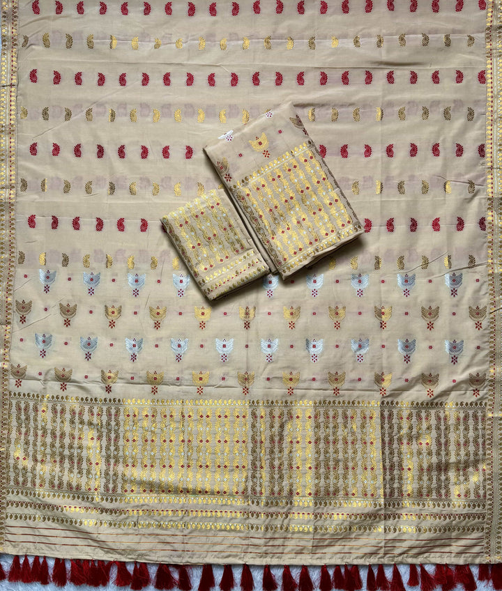 Ready-To-Wear Silver Silver Super Cotton* Mekhela Sador