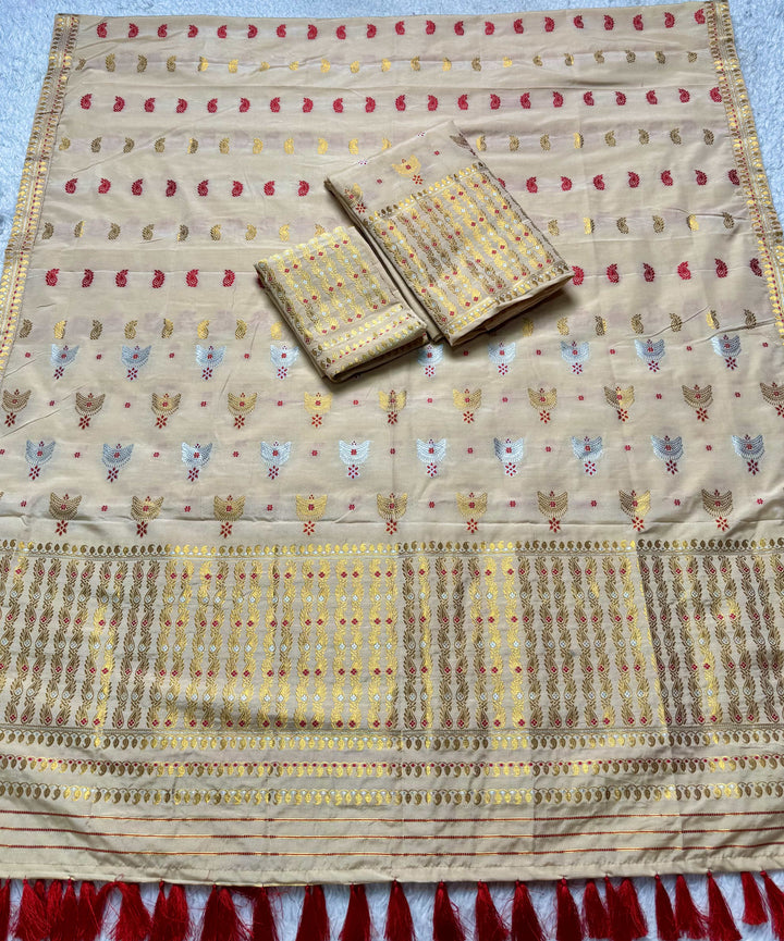 Ready-To-Wear Silver Silver Super Cotton* Mekhela Sador