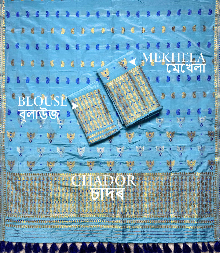 Ready-To-Wear Silver Silver Super Cotton* Mekhela Sador