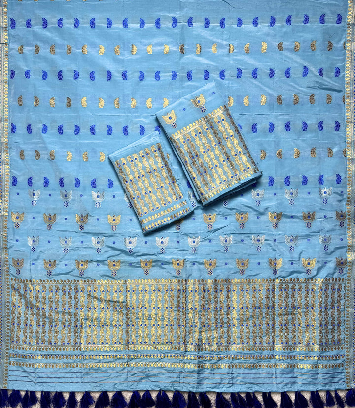Ready-To-Wear Silver Silver Super Cotton* Mekhela Sador