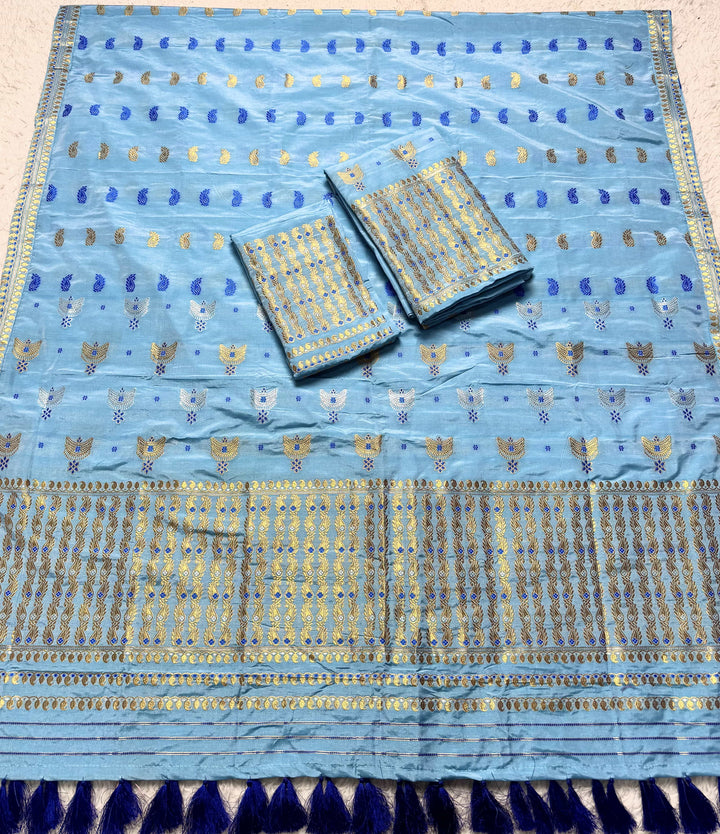 Ready-To-Wear Silver Silver Super Cotton* Mekhela Sador