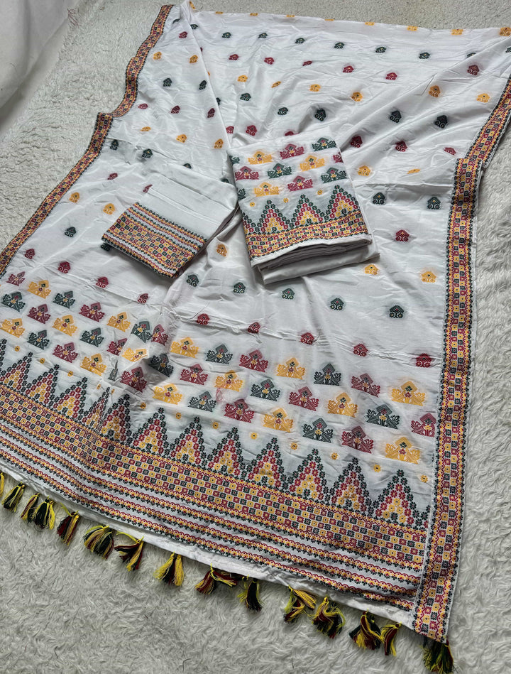 Ready-To-Wear Multi-Dhaga Work Super Cotton* Mekhela Sador