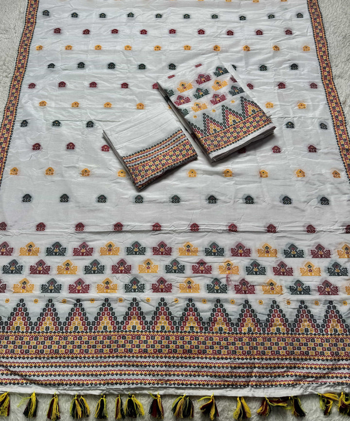Ready-To-Wear Multi-Dhaga Work Super Cotton* Mekhela Sador