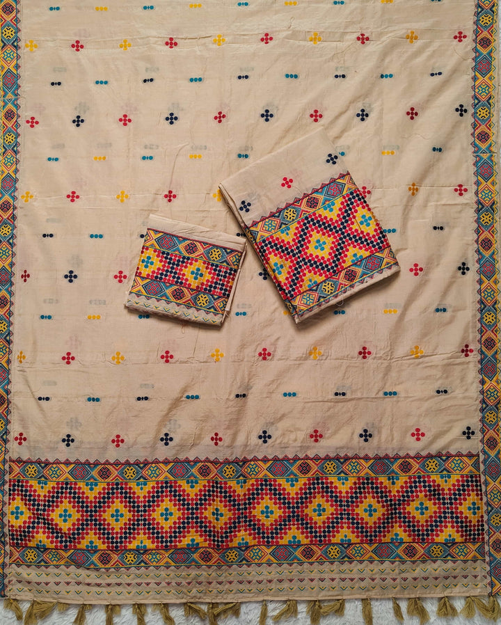 Ready-To-Wear Multi-Dhaga Work Super Cotton* Mekhela Sador