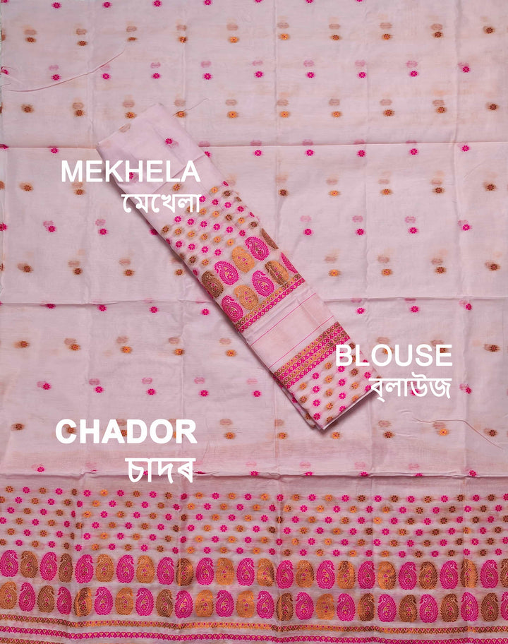 Jari & Dhaga Weaving Work Premium Cotton* Mekhela Sador