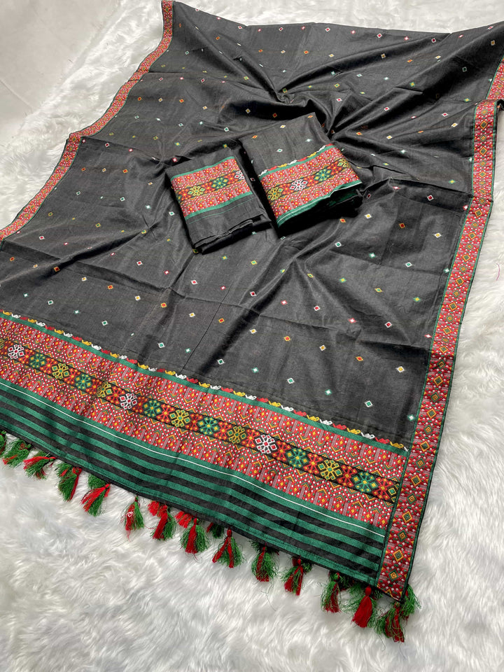 Ready-To-Wear Multi-Dhaga Work AC Cotton* Mekhela Sador