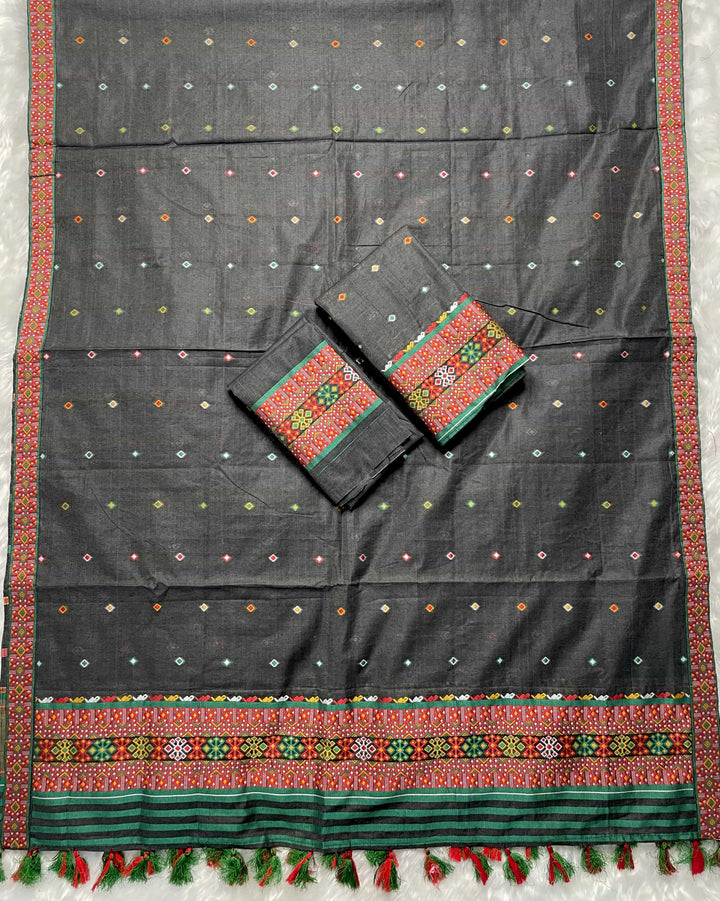 Ready-To-Wear Multi-Dhaga Work AC Cotton* Mekhela Sador