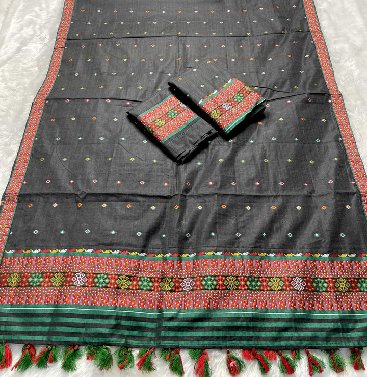 Ready-To-Wear Multi-Dhaga Work AC Cotton* Mekhela Sador