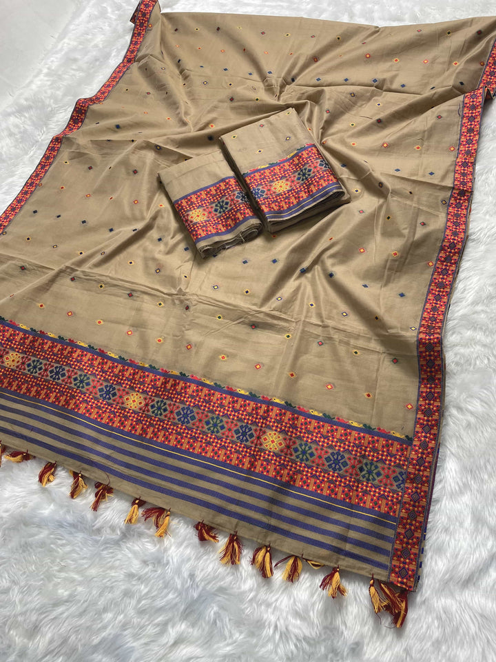 Ready-To-Wear Multi-Dhaga Work AC Cotton* Mekhela Sador