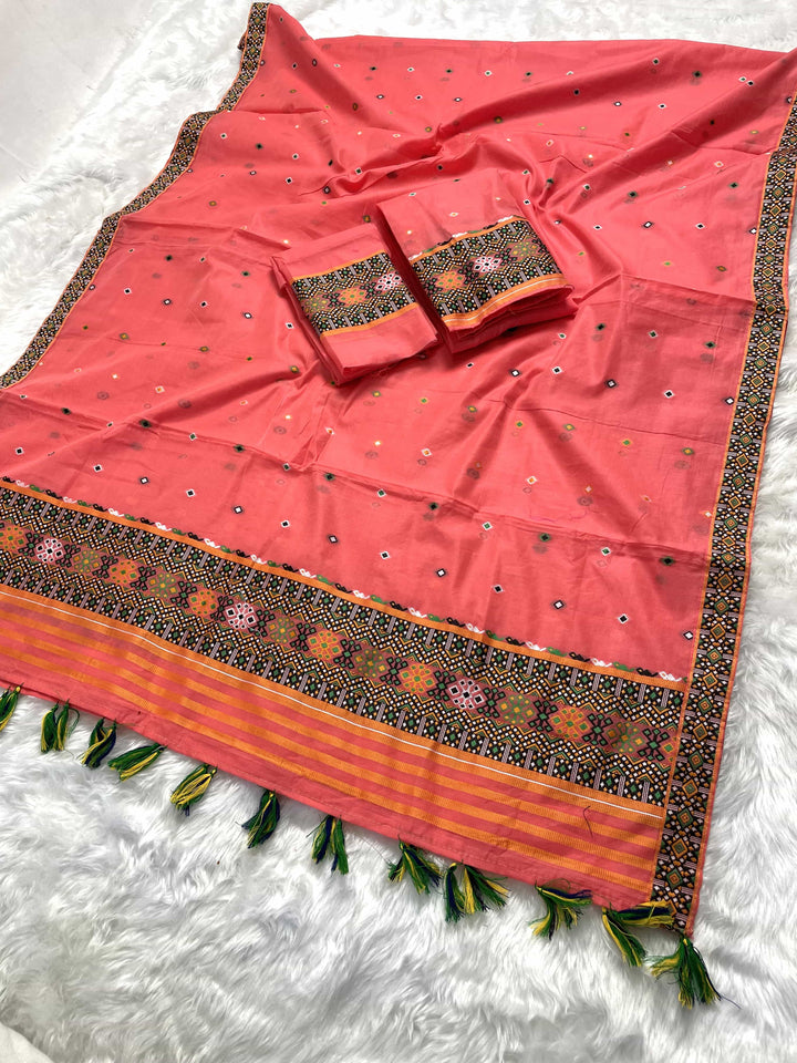 Ready-To-Wear Multi-Dhaga Work AC Cotton* Mekhela Sador