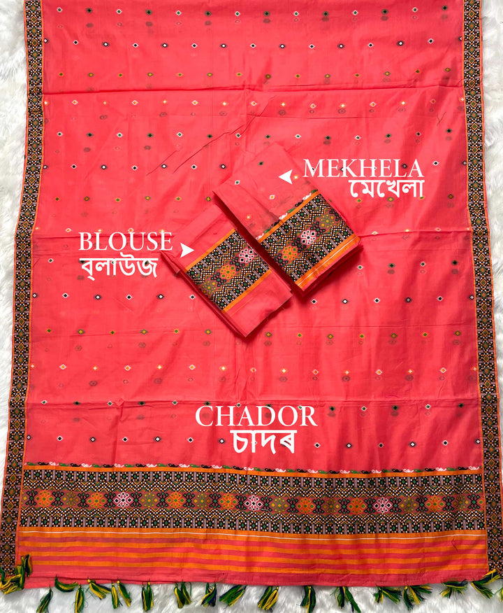 Ready-To-Wear Multi-Dhaga Work AC Cotton* Mekhela Sador