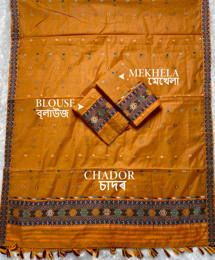 Ready-To-Wear Multi-Dhaga Work AC Cotton* Mekhela Sador