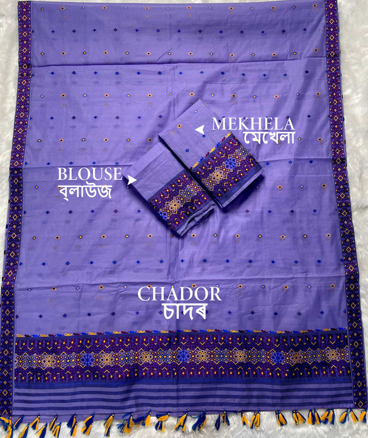 Ready-To-Wear Multi-Dhaga Work AC Cotton* Mekhela Sador