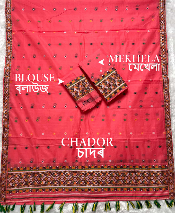 Ready-To-Wear Multi-Dhaga Work AC Cotton* Mekhela Sador