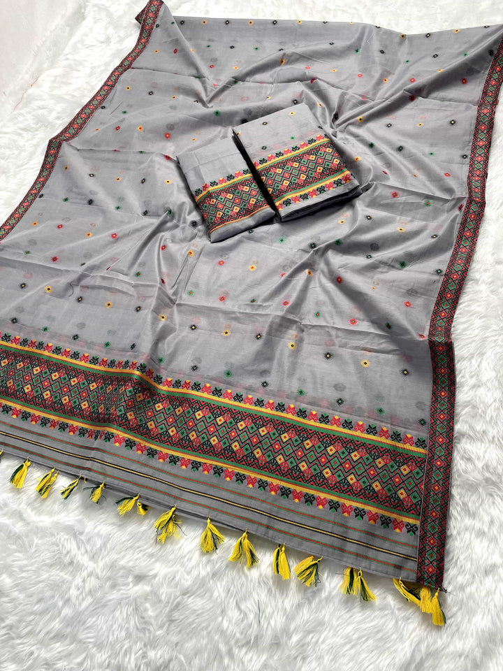 Ready-To-Wear Multi-Dhaga Work AC Cotton* Mekhela Sador