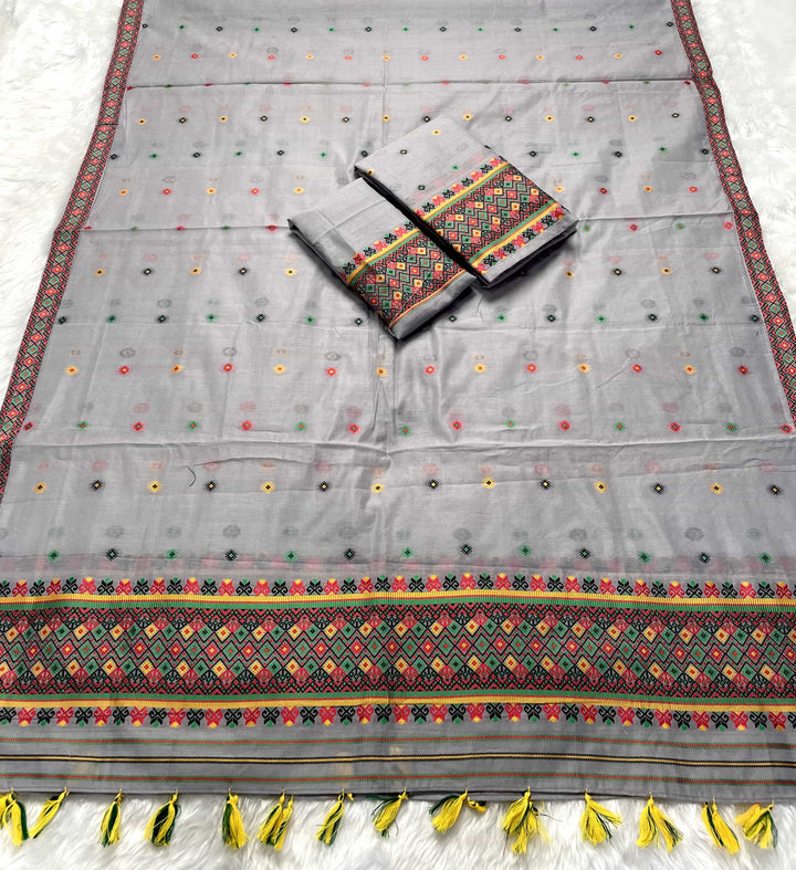 Ready-To-Wear Multi-Dhaga Work AC Cotton* Mekhela Sador