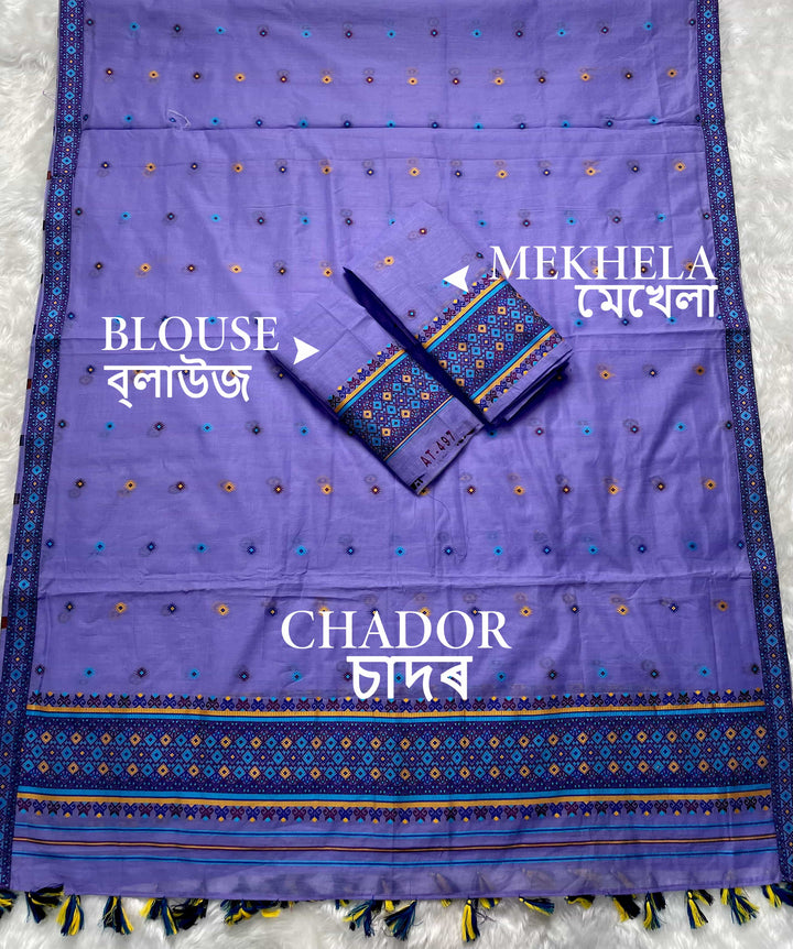 Ready-To-Wear Multi-Dhaga Work AC Cotton* Mekhela Sador
