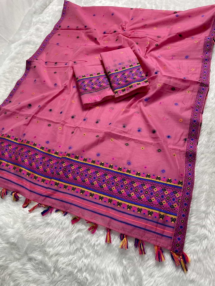 Ready-To-Wear Multi-Dhaga Work AC Cotton* Mekhela Sador