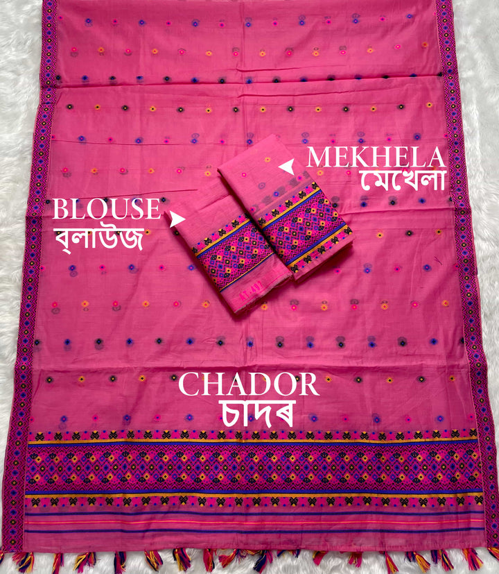Ready-To-Wear Multi-Dhaga Work AC Cotton* Mekhela Sador