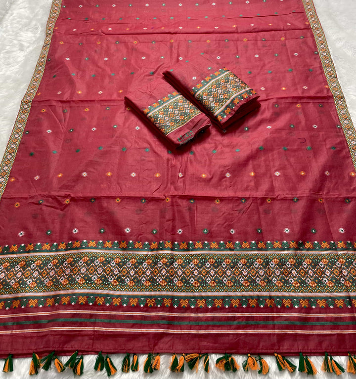 Ready-To-Wear Multi-Dhaga Work AC Cotton* Mekhela Sador