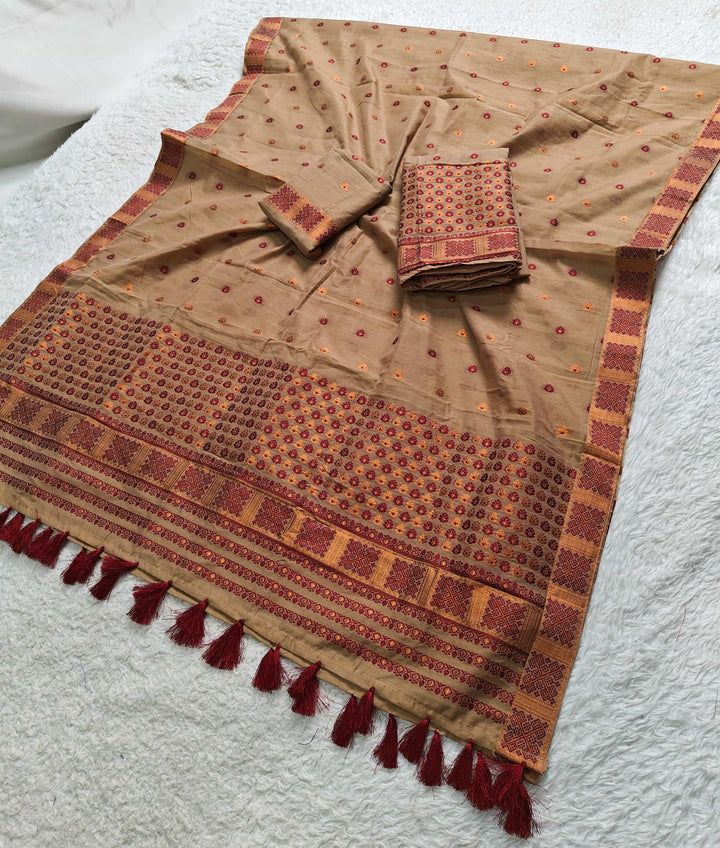 Ready-To-Wear Jari & Dhaga AC Cotton* Mekhela Sador