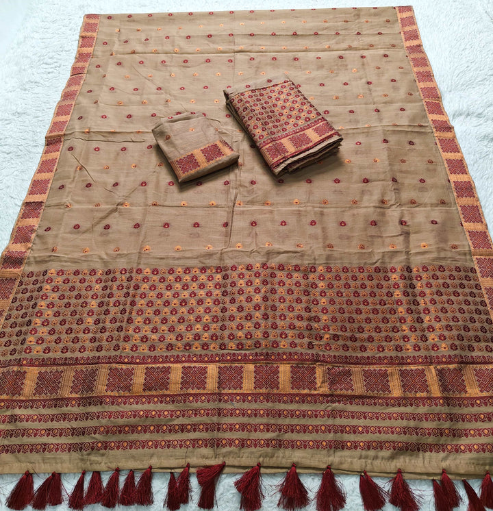 Ready-To-Wear Jari & Dhaga AC Cotton* Mekhela Sador